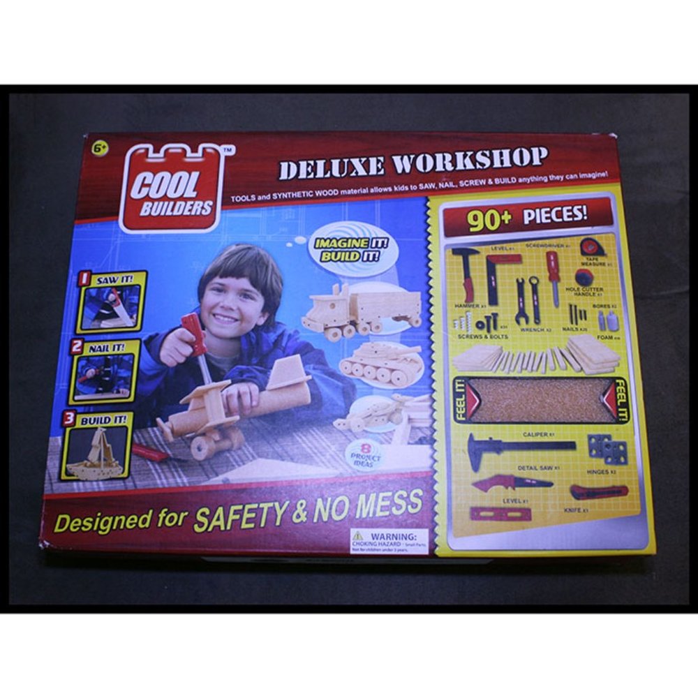 Cool Builders Deluxe Workshop 90+ Piece tool & synthetic wood kit - NWT